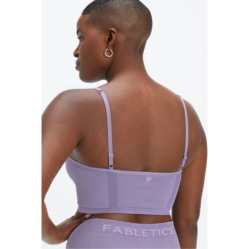Fabletics Sync Seamless Midi Bralette In Washed Violetta Purple Size L